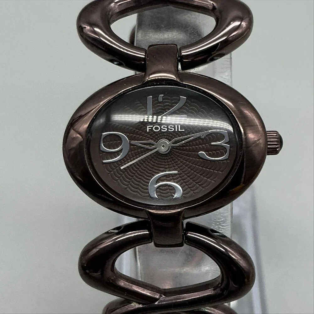 Fossil ES2042 Womens Watch 28mm Brown Dial Bronze Tone Dress New Batt 7